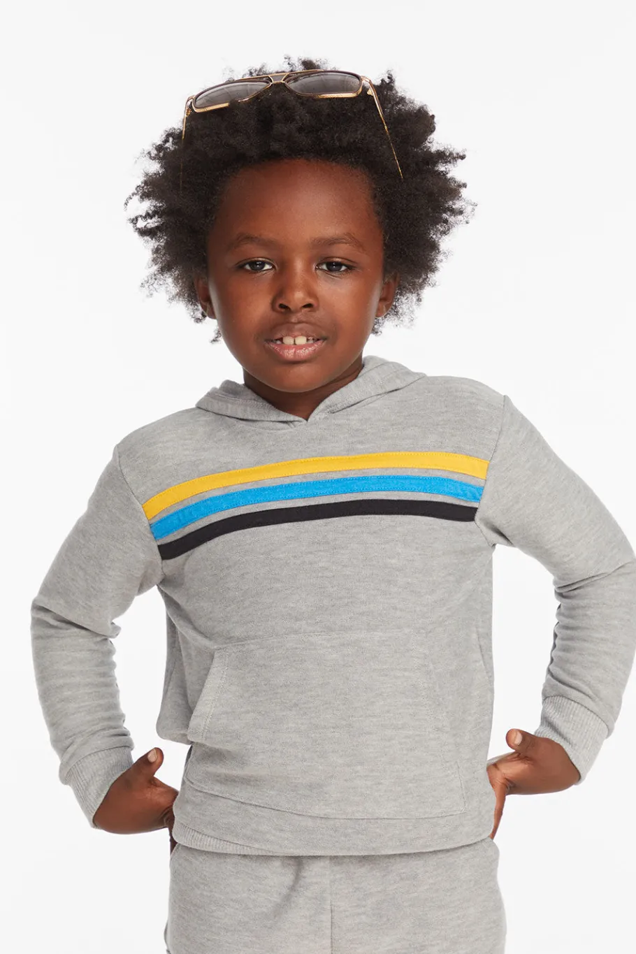 New Chaser Brand Striped Heather Grey Boys Pullover Hoodie