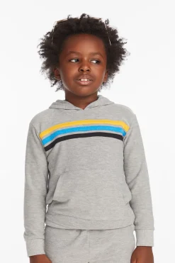 New Chaser Brand Striped Heather Grey Boys Pullover Hoodie