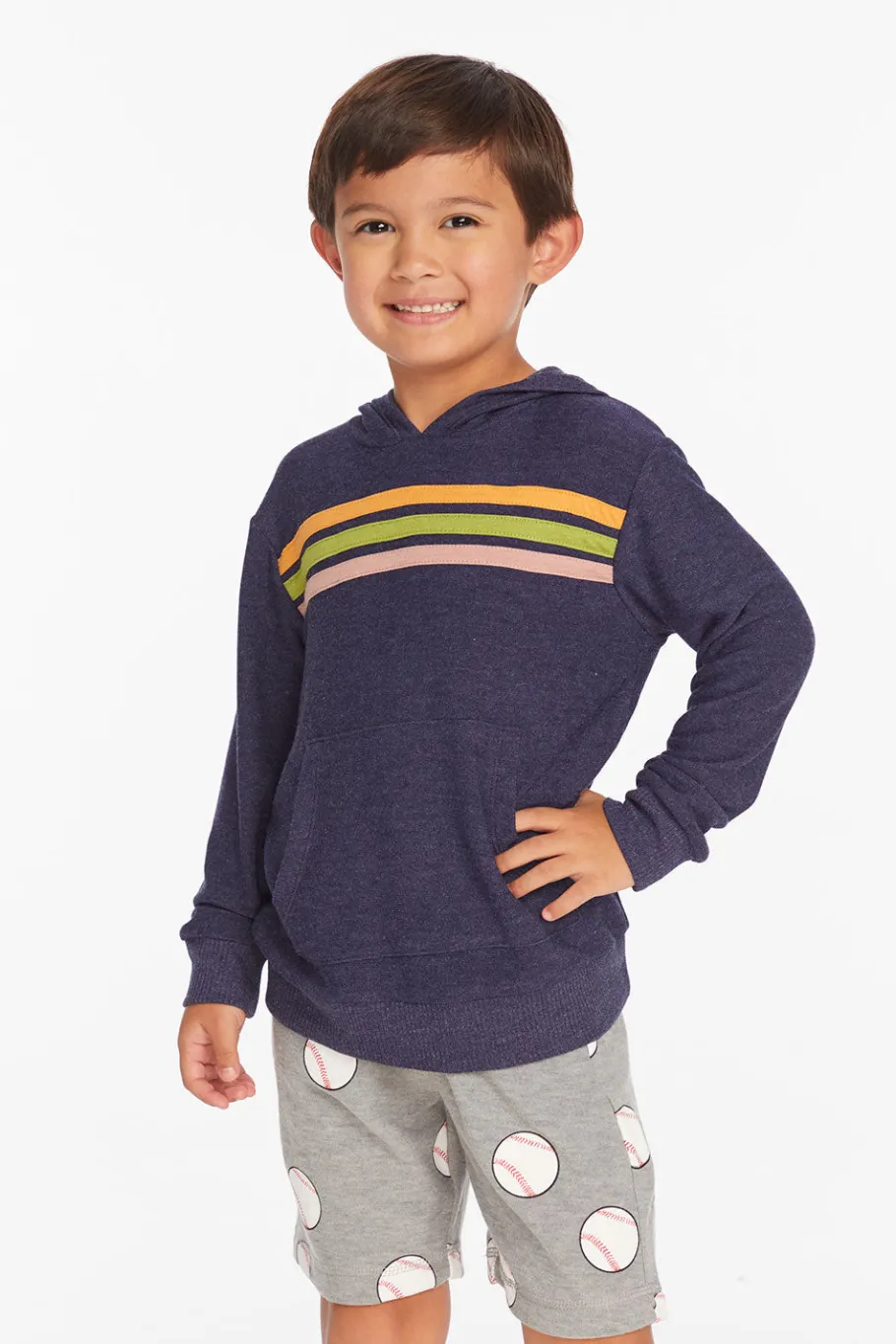 New Chaser Brand Striped Sapphire Boys Pullover Hoodie