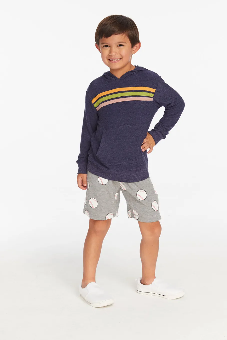 New Chaser Brand Striped Sapphire Boys Pullover Hoodie