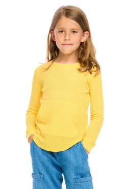 Best Chaser Brand Thermal Long Sleeve Crew Neck Shirttail Tee With Kanga Pocket