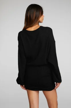 Outlet Chaser Brand Thermal Waffle Mini Dress With Shirring