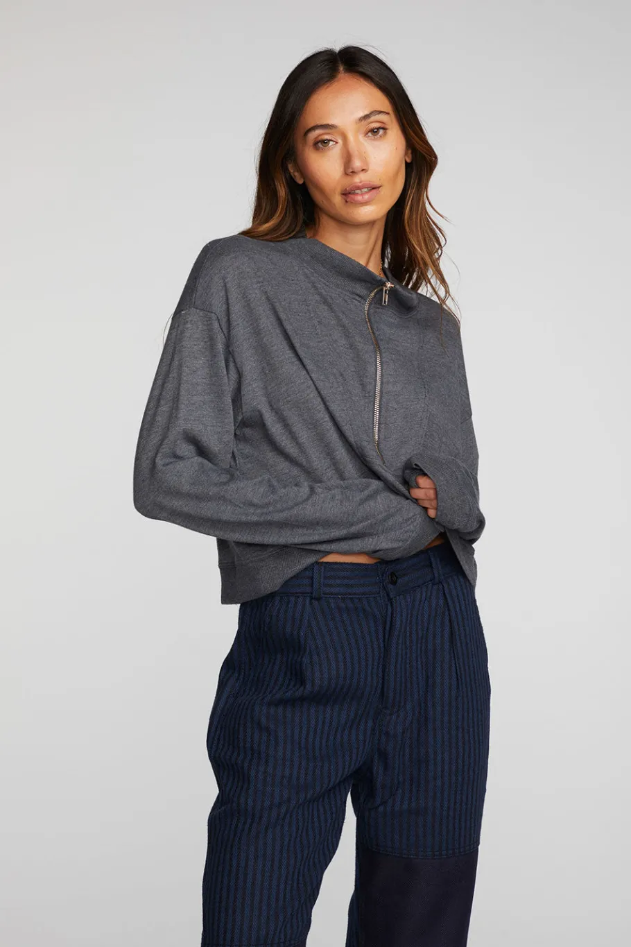 Cheap Chaser Brand Triblend Half Zip Pullover With Rib