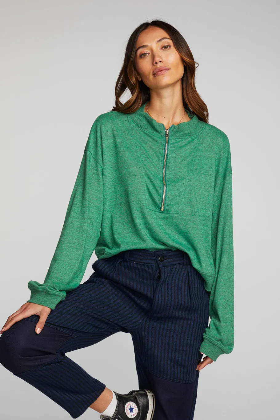 Store Chaser Brand Triblend Half Zip Pullover With Rib