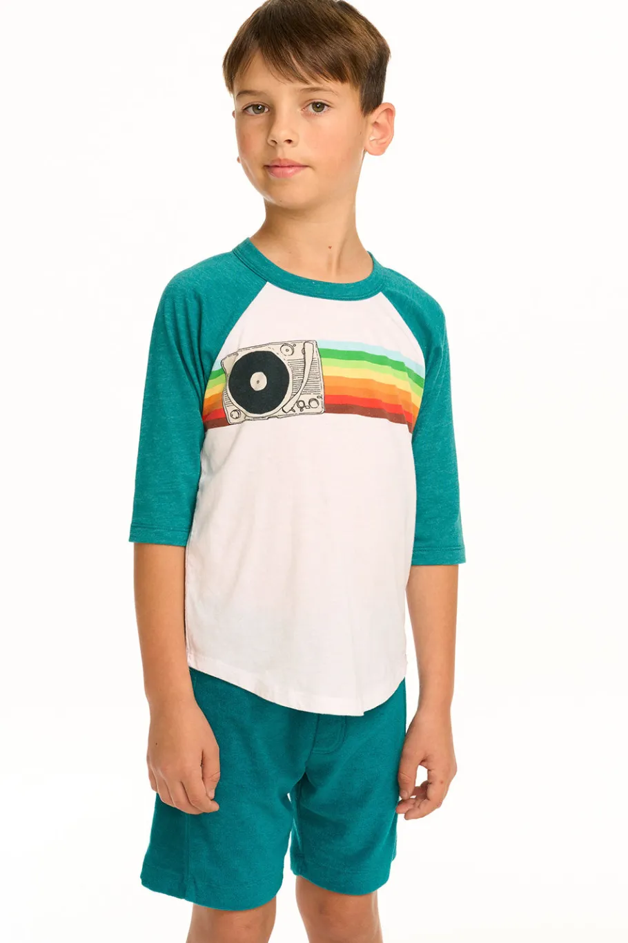 Store Chaser Brand Turntable Rainbow Recycled Vintage Jersey Baseball Tee