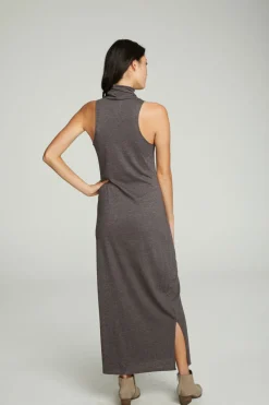 Online Chaser Brand Turtle Neck Tank Maxi Dress With Side Slits