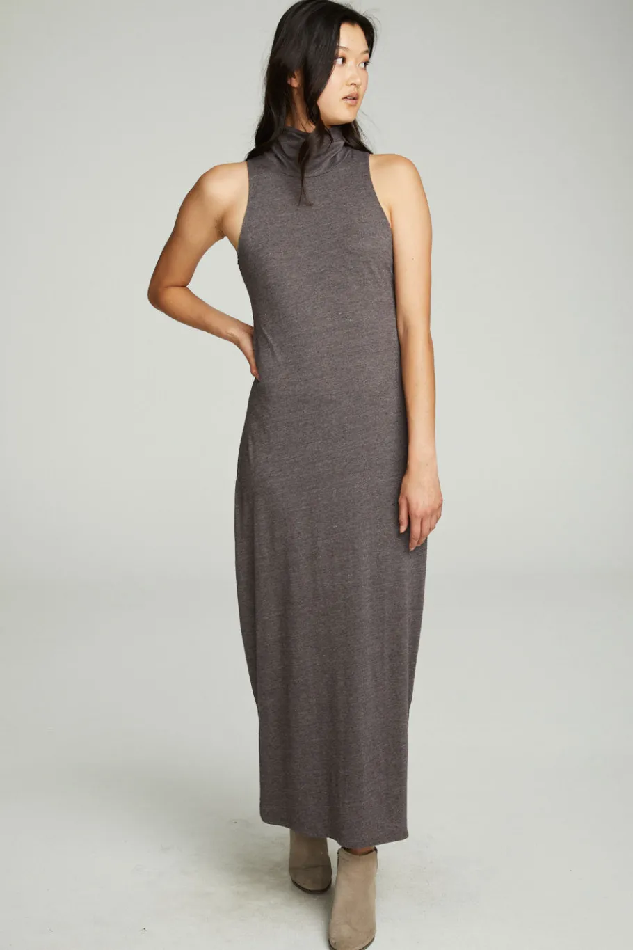Online Chaser Brand Turtle Neck Tank Maxi Dress With Side Slits