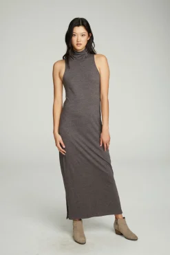 Online Chaser Brand Turtle Neck Tank Maxi Dress With Side Slits