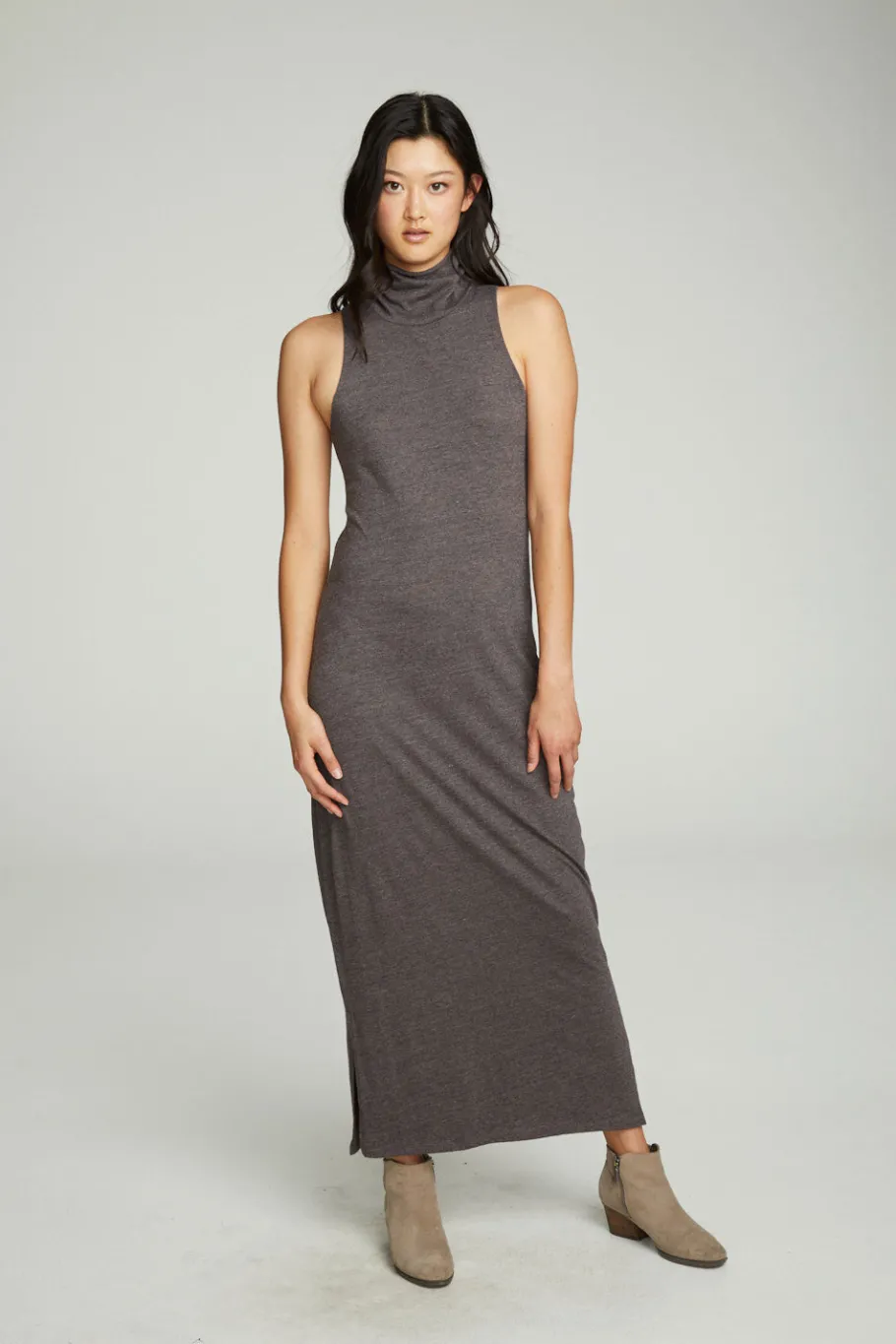 Online Chaser Brand Turtle Neck Tank Maxi Dress With Side Slits