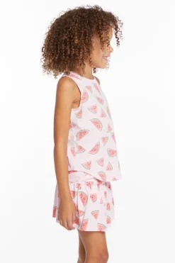 Discount Chaser Brand Watermelon Heaven Girls Vintage Jersey Shirttail Muscle