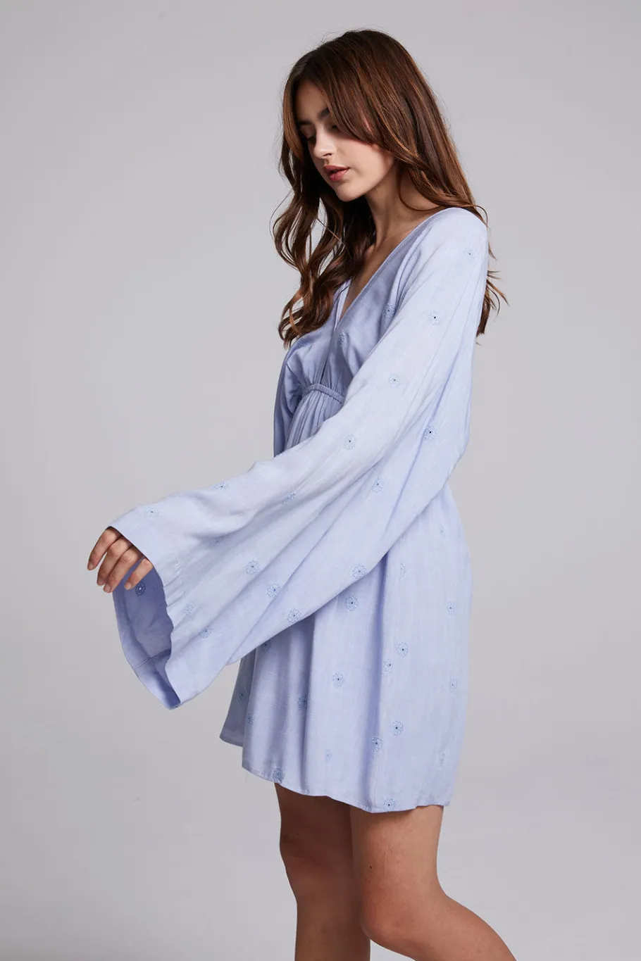 Sale Chaser Brand Waverly Faded Denim Blue Mini Dress