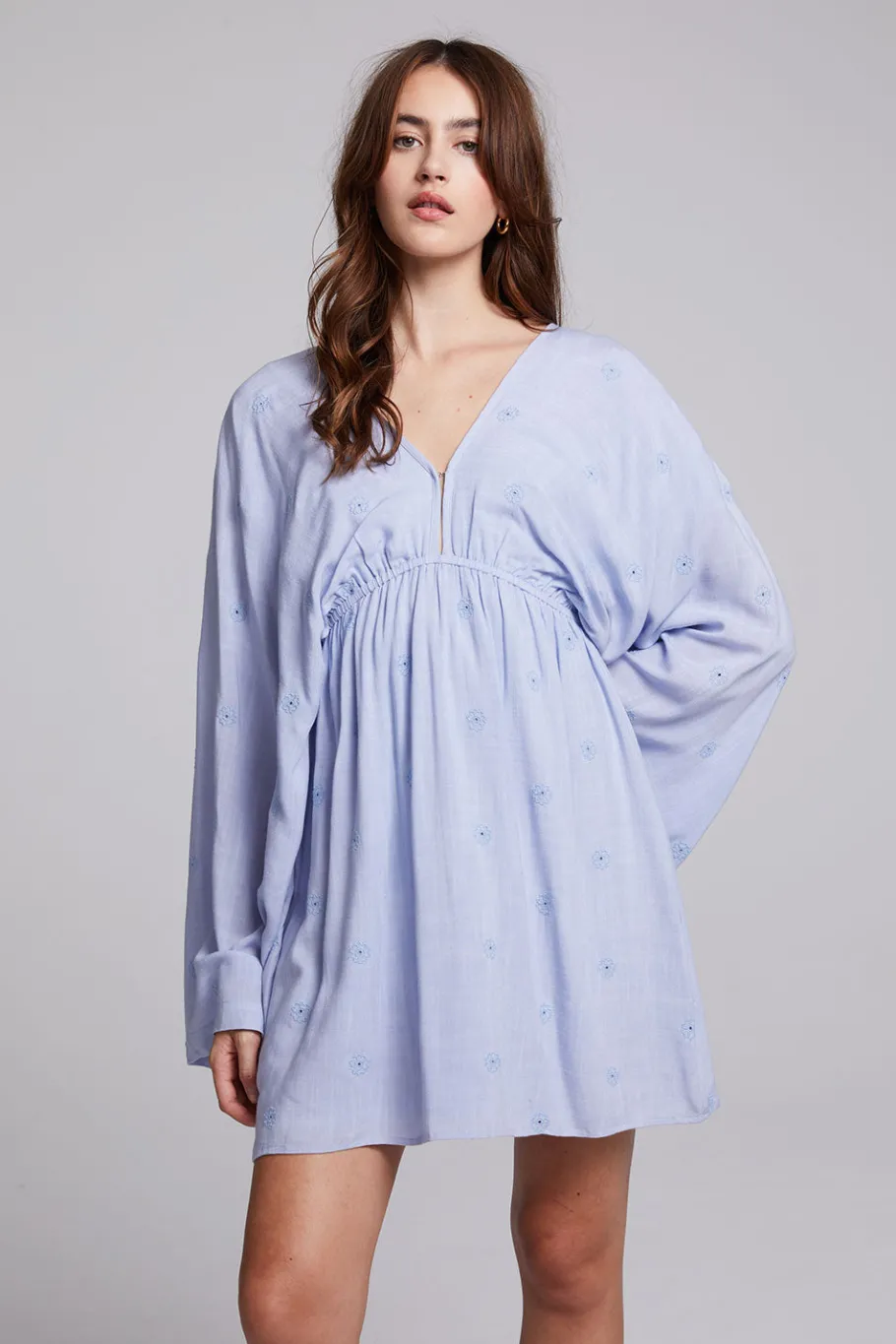 Sale Chaser Brand Waverly Faded Denim Blue Mini Dress