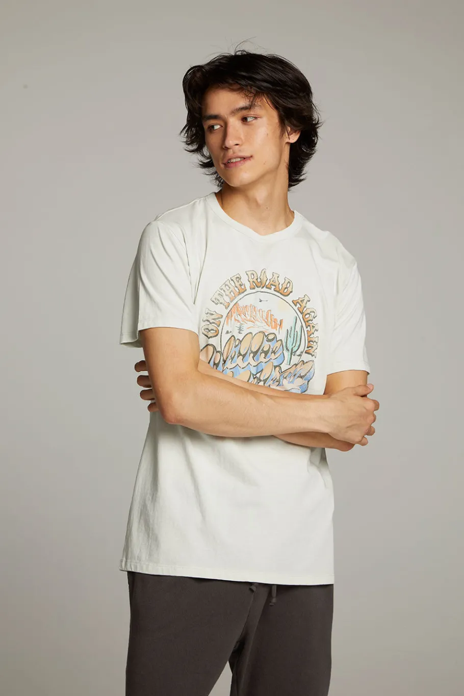 Fashion Chaser Brand Willie Nelson On The Road Again Crew Neck Tee