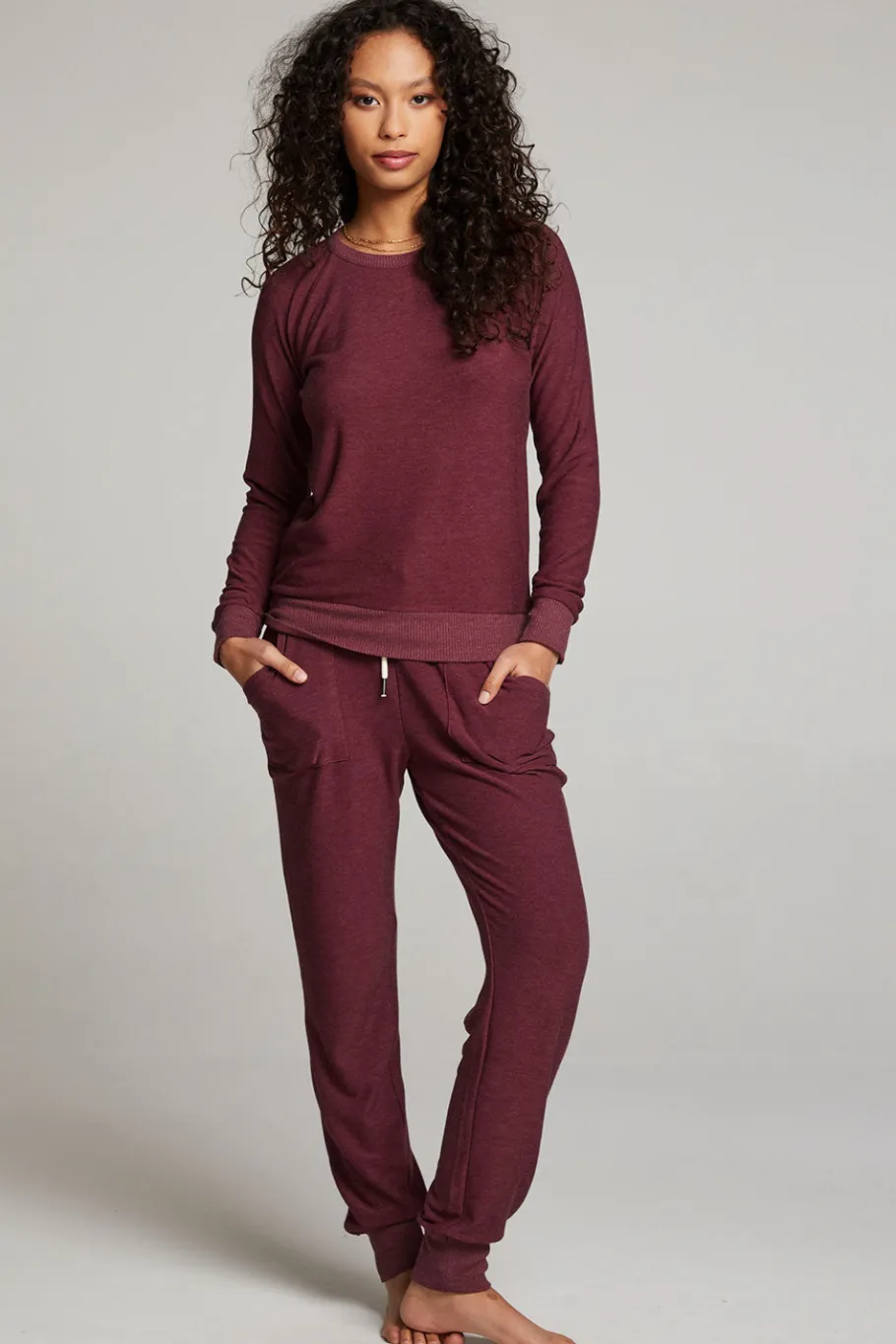 Store Chaser Brand Wine Red Long Sleeve Raglan Pullover