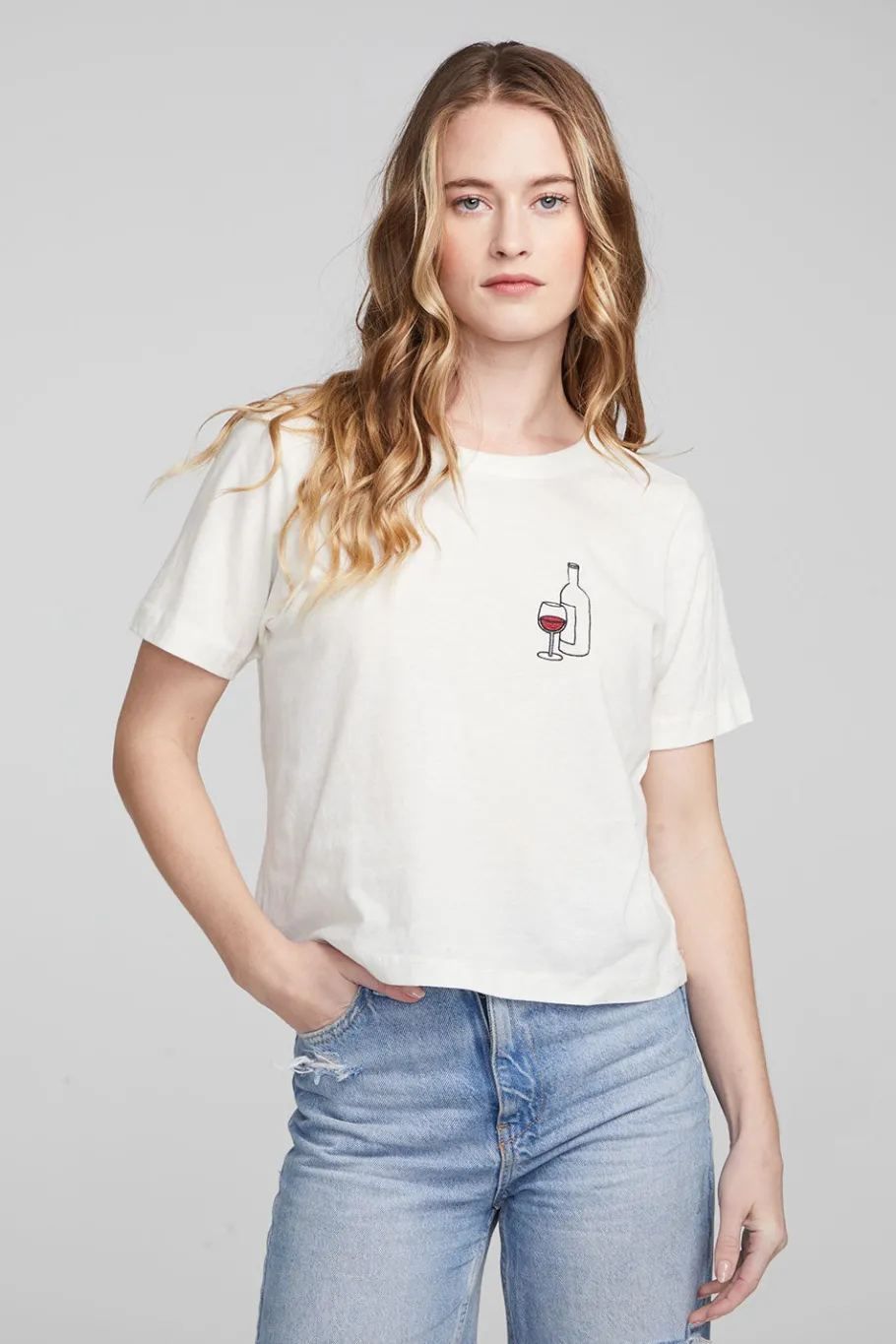 Discount Chaser Brand Wine Short Sleeve Embroidery Tee