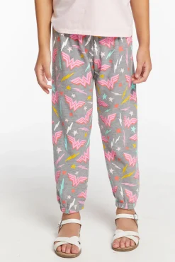 Flash Sale Chaser Brand Wonder Woman All Over Logo Girls Cozy Knit Sweatpant