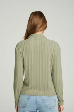 New Chaser Brand Zip Up Mock Neck Long Sleeve Pullover