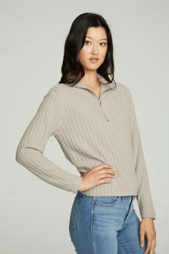 Best Sale Chaser Brand Zip Up Mock Neck Long Sleeve Pullover
