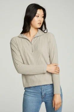Best Sale Chaser Brand Zip Up Mock Neck Long Sleeve Pullover